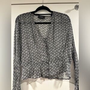 The Kooples Monochrome Floral Blouse